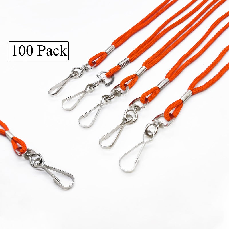HOSL 100 Pack Orange Badge Lanyards Business Card Lanyards ID Card Employee Students Lanyards Round 36" With Swivel Hook - Image 2